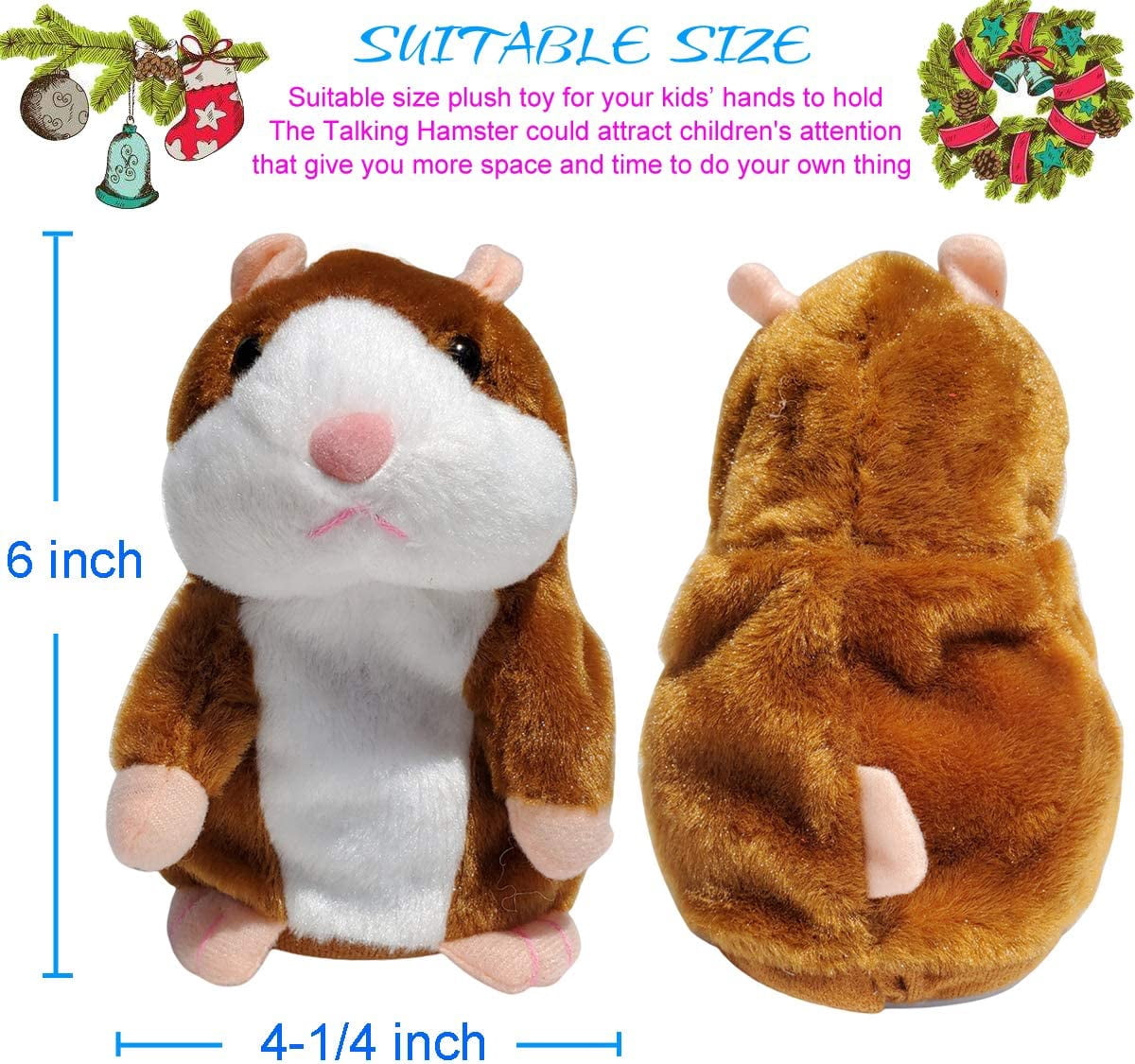 Casewin 2 Pack Talking Hamster Mouse Plush Interactive Toy Repeat What You Say Mimicry Pet Talking Record for Early Learning Gray and Brown