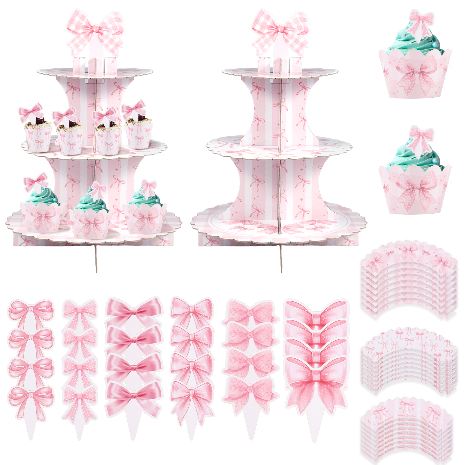 Cupcake-Ständer 3-stufig – Bubble Tea Design, Aus Karton