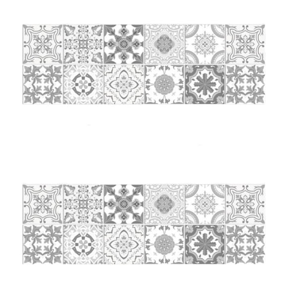 24pcs Grey Moroccan Tile Stickers, Moroccan Tile Decal, Kitchen Bathroom Wall Tile Stickers, Grey Cement Tiles Decal Splashback, New Wall Stickers Home Decor, Self Adhesive Waterproof Vintage Mosaic