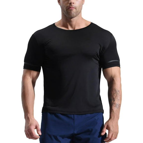 PMVFHDE Mens T Shirts Summer Quick Dry Sportswear Tight Fit Basketball Training Gym Stretch Clothes Outdoor Running Top