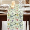 thumbnail image 3 of Table Runners 70 Inches Long Dress Scarves, Colorful Flowers Farmhouse Coffee/Dining/Kitchen Table Decor, Holiday Table Runner, Botanical Wildflowers Floral Green 13x70 Inch, 3 of 9