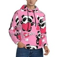 thumbnail image 2 of Honeii Panda Heart Valentine Pink Pattern Mens Hoodies Men's Loose Sleeve Sweatshirt,Pullover Hooded Sweatshirt for Men,Essentials Hoodie-XX-Large, 2 of 7