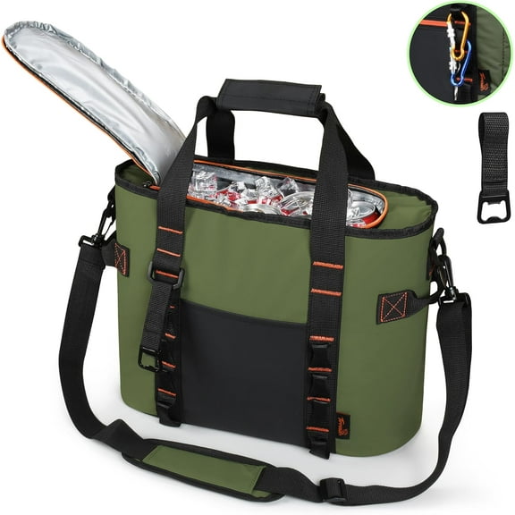 Tirrinia Camping Cooler Bag Insulated, Shoulder Strap and Bottle Opener 20 Cans Portable Ice Chest
