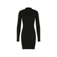 thumbnail image 1 of Gureui Womens Long Sleeve Pencil Mini Dress Sexy Deep V-neck Knitted Half Zip Bodycon Party Club A-Line Short Dress Clubwear, 1 of 7