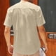 thumbnail image 4 of Blusa de Manga Corta Arrugada Botones Sólidos, Casual Stand-Up Cuello de los Hombres Camiseta, Poliéster Spandex Moda Superior, 4 of 6