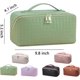thumbnail image 3 of Large Cosmetic Bag PU Leather Makeup Bag Storage Makeup Bag For Women Girls 2 Layer Travel Toiletry Bag With Handle Divider Large Opening Metal Zipper, 3 of 4