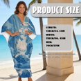 thumbnail image 6 of Xixirimido Waterfall Mountain Valley Blue Print Women’s Plus Size Beach Kaftan Dress V-Neck Batwing Sleeve Swimsuit Cover Up Flowy Caftan Dress for Pool, Cruise & Resort Wear, 6 of 6