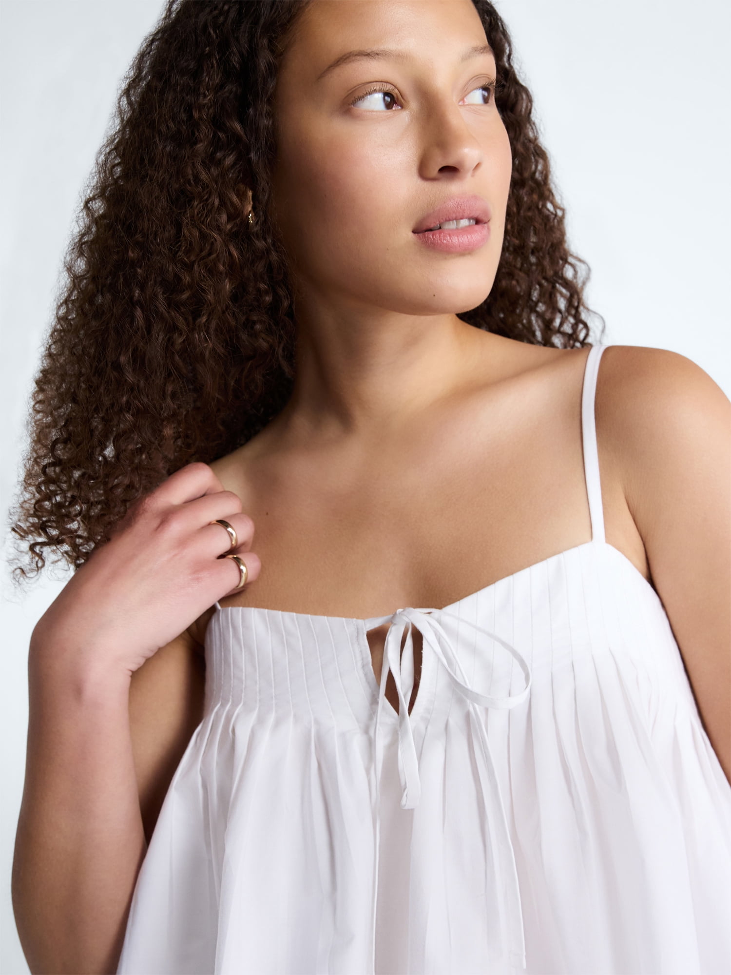 Free Assembly Women's Cotton Pintuck Sleeveless Top, Sizes XS-XXL