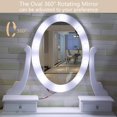 thumbnail image 3 of Girls Vanity Desk Set, Wood Makeup Dressing Table with Oval Mirror and Lights, Stool, 3 Colors Lighting Modes, Vanity Table with 5 Drawers, Makeup Vanity Set with Mirror and Stool for Girls, 3 of 6