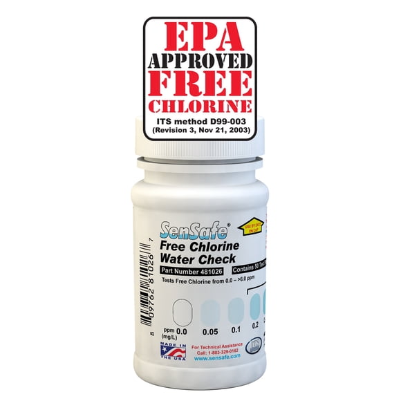 Industrial Test Systems SenSafe 481026 Free Chlorine Test Strip | USEPA Approved Method D99-003 | 0-6ppm | 0.05ppm Detection | No