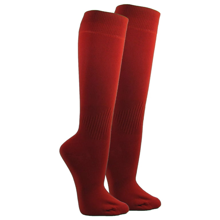 Couver Unisex Polyester Soccer Knee High Sports Athletic Socks, Cardinal  Large