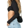 thumbnail image 5 of Dewadbow Women Rib Knit Crop Tops Long Sleeve Square Neck Stretchy Blouse, 5 of 6