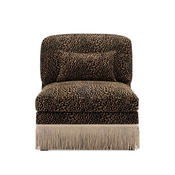 Miekor Furniture Armless Sofa Leopard Chenille W/1 Pillow -Brown black No8492
