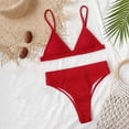 thumbnail image 6 of Fesfesfes Women Bikini Set Solid Color Low Cut Swimwear Beachwear High Waist Tummy Control Bottom Split Swimsuit Gifts for Her, 6 of 6