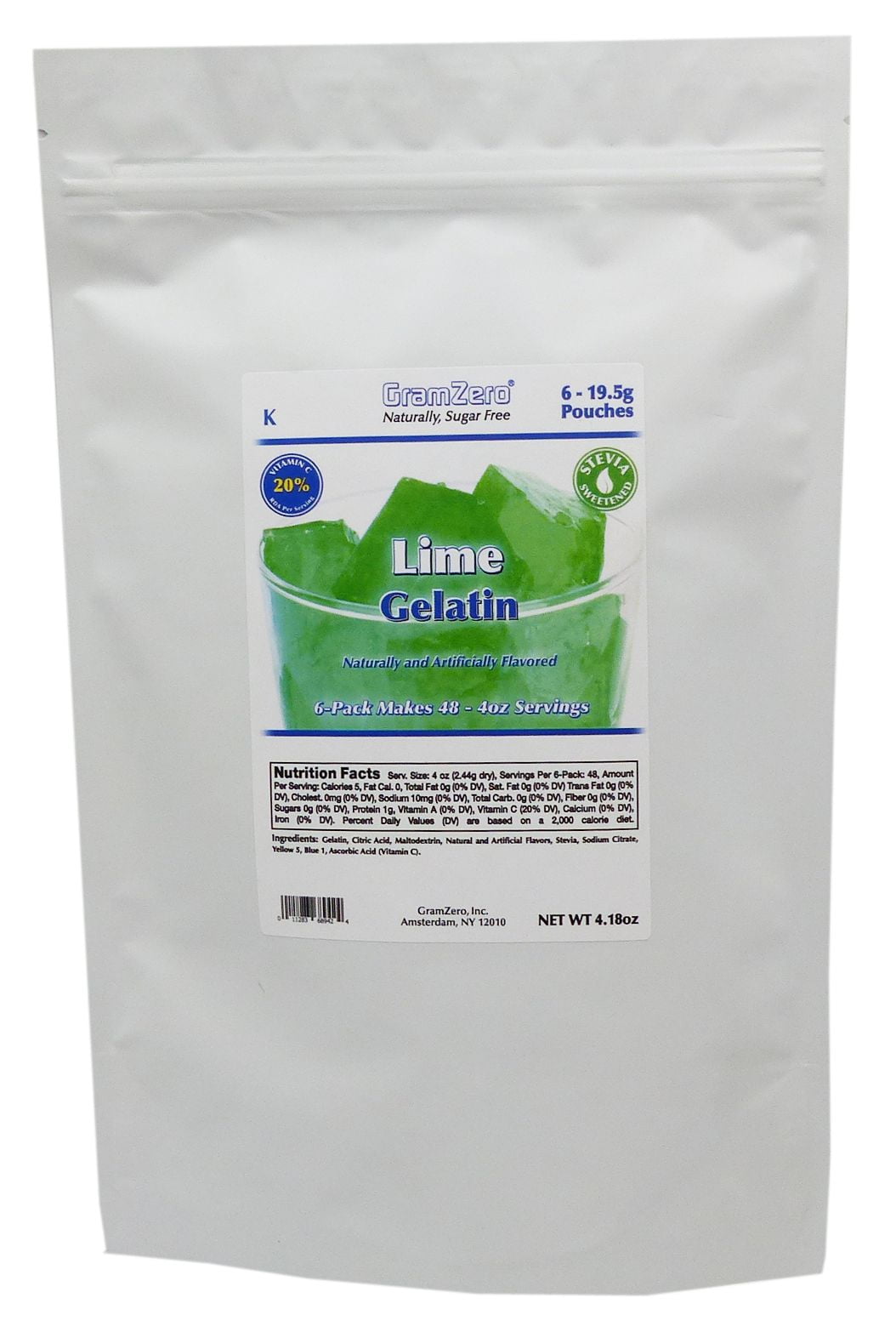 GramZero Stevia Sweetened Sugar Free Gelatin Mix Flavor Lime