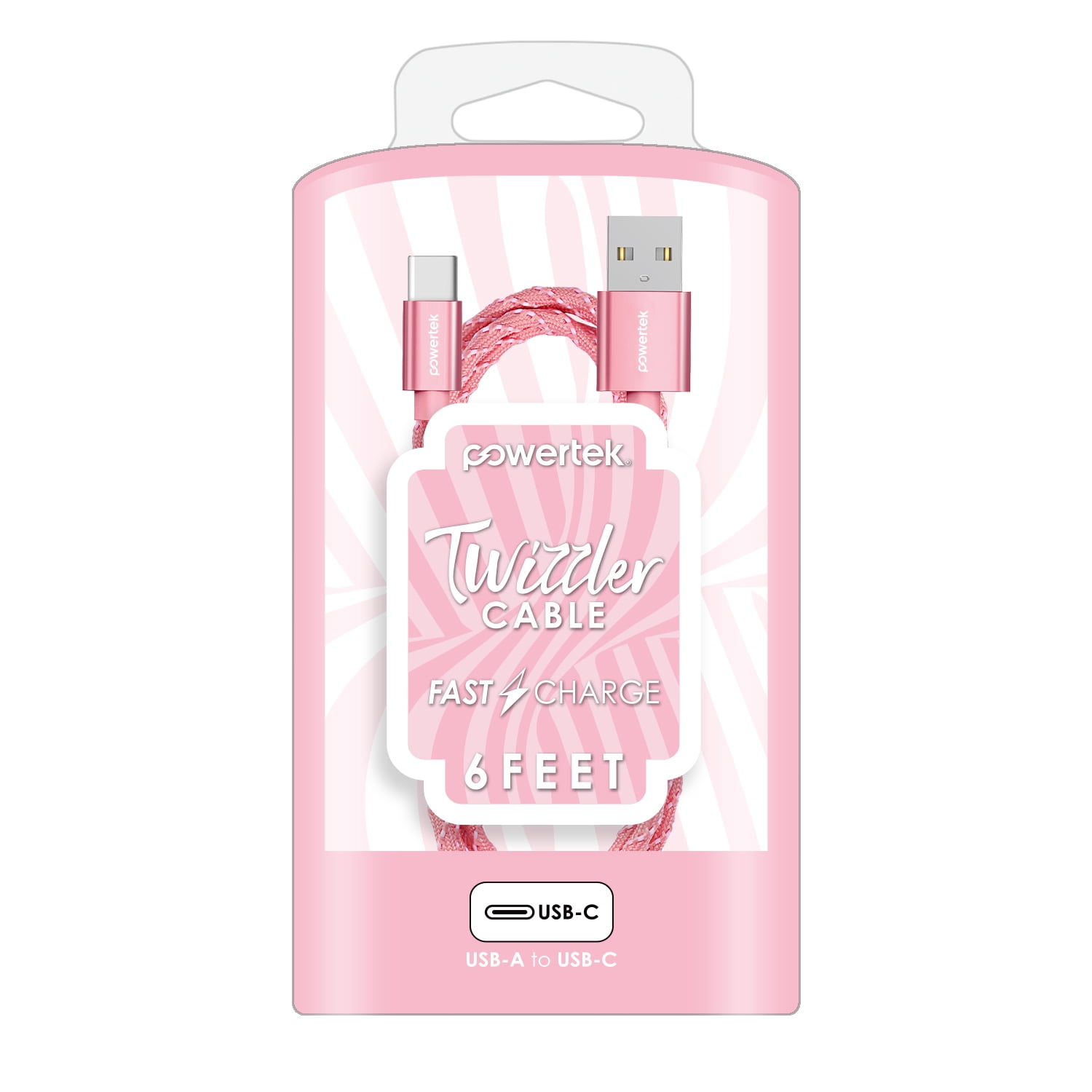 Liquipel Powertek USB-A to USB-C Twizzler Cable - Pink
