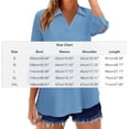 thumbnail image 2 of JGGSPWM Womens 3/4 Sleeve Tops V Neck Cotton Linen Work Blouse Collared Shirts for Women Business Casual T-shirt Blue S, 2 of 5