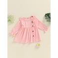 thumbnail image 3 of Suealasg Baby Girls Fall Dress 6M 1T 2T 3T Toddler Girls Flying Sleeve Crewneck A-line Dress Spring Autumn Dress, 3 of 7