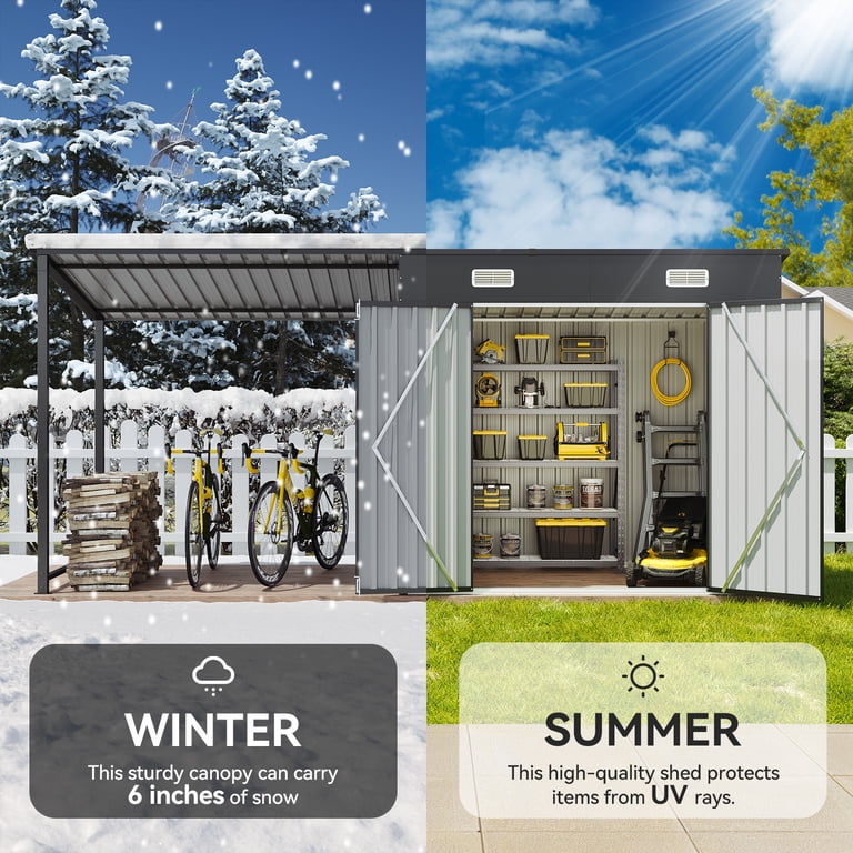Clouddwell Metal Storage Shed with Hardtop Pergola, 12x4 ft 2-in-1