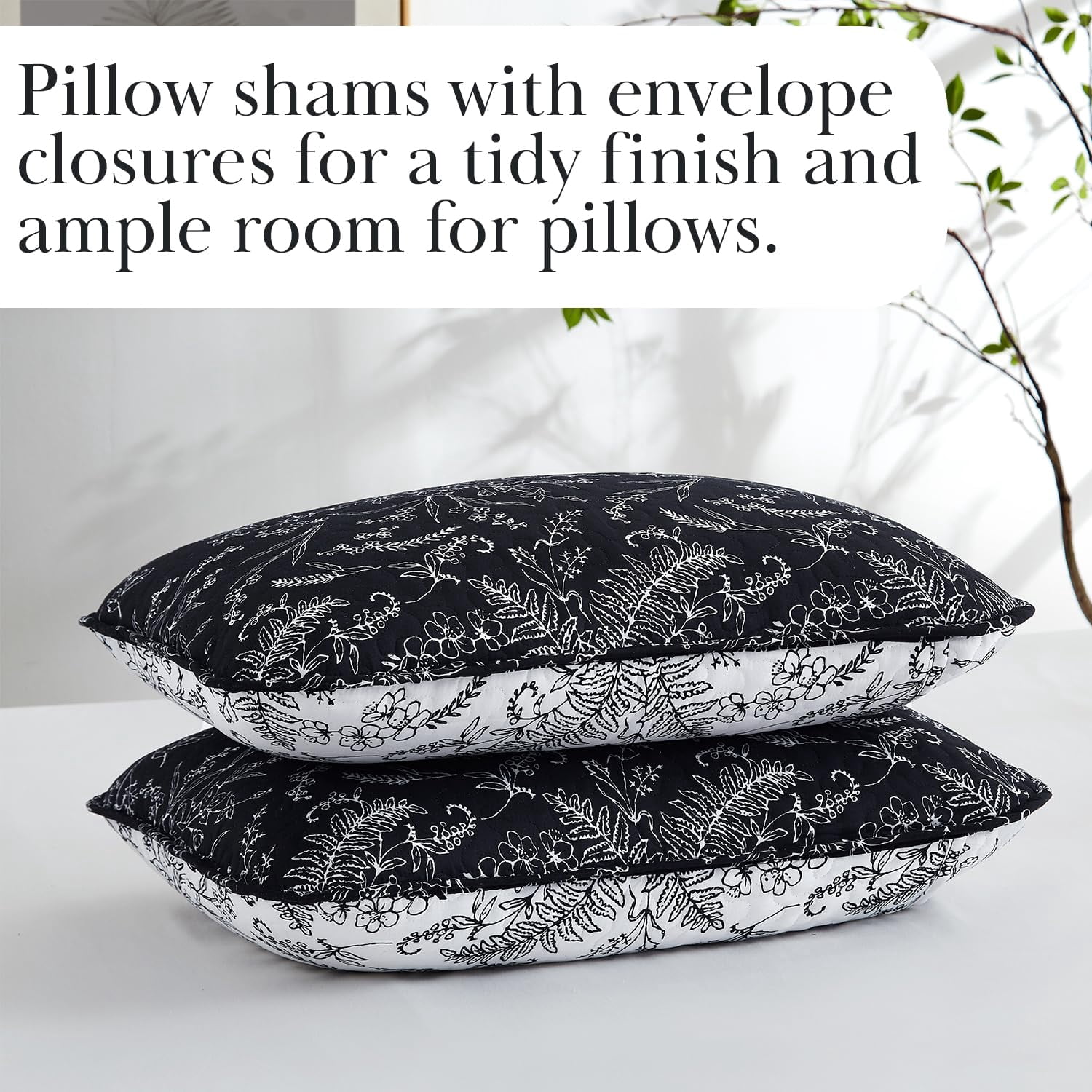 Elegant and Chic Lightweight Reversible Winter Brush Floral Patterned Quilt Set by Southshore Fine Linens