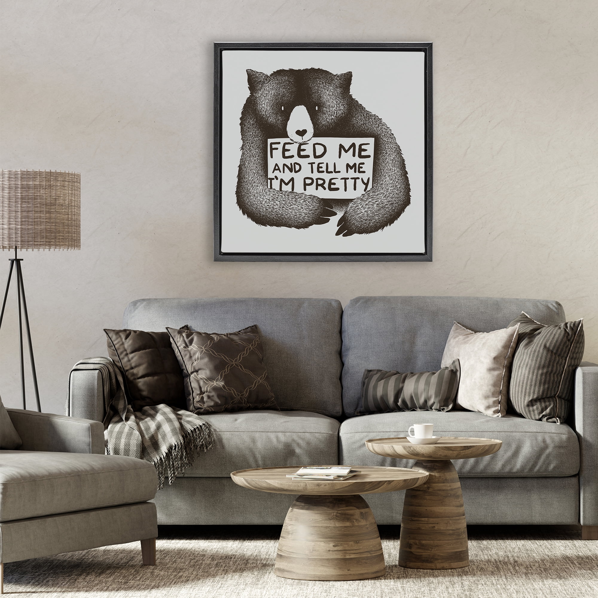 Stupell Industries Feed & Tell Me I'm Pretty Black Framed Floater Canvas Wall Art, design by Tobe Fonseca