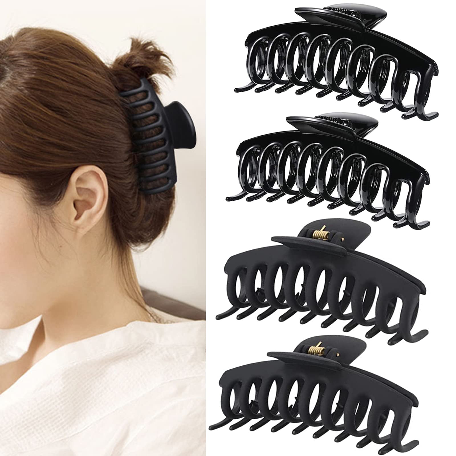 Hair Claw Clips for Thick Hair 4pcs 4.3’’ ABS Nonslip Jumbo Hair Clips