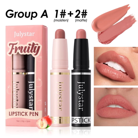 2-Pack Moisturizing Lipstick – Waterproof Matte & Glossy Finish Lip Color, Long-Lasting Hydrating Lip Makeup Set