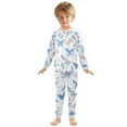 thumbnail image 3 of joogoo Butterfly Floral 2 Piece Long Sleeve Tee and Pants Cotton Pajama Set 3T, 3 of 7