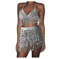 thumbnail image 1 of Jupe Noire Femme Costume Ventre à Paillettes Portefeuille à Franges Mini Boîte de Nuit +gilet Ensemble, 1 of 4