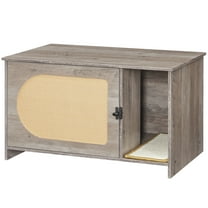 HOOBRO Stylish Litter Box Cat Litter House Elegant Cat Toilet Hidden Litter Box Furniture With Removable Door Practical Cat Scratch Mat Decorative Coffee Table End Table Greige and Yellow GY18MW01