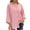 Pink, variant on HAiming Womens Button down Shirts Solid Color 3/4 Sleeve Lapel V Neck Tops Casual Loose Work Office Tunic Blouse