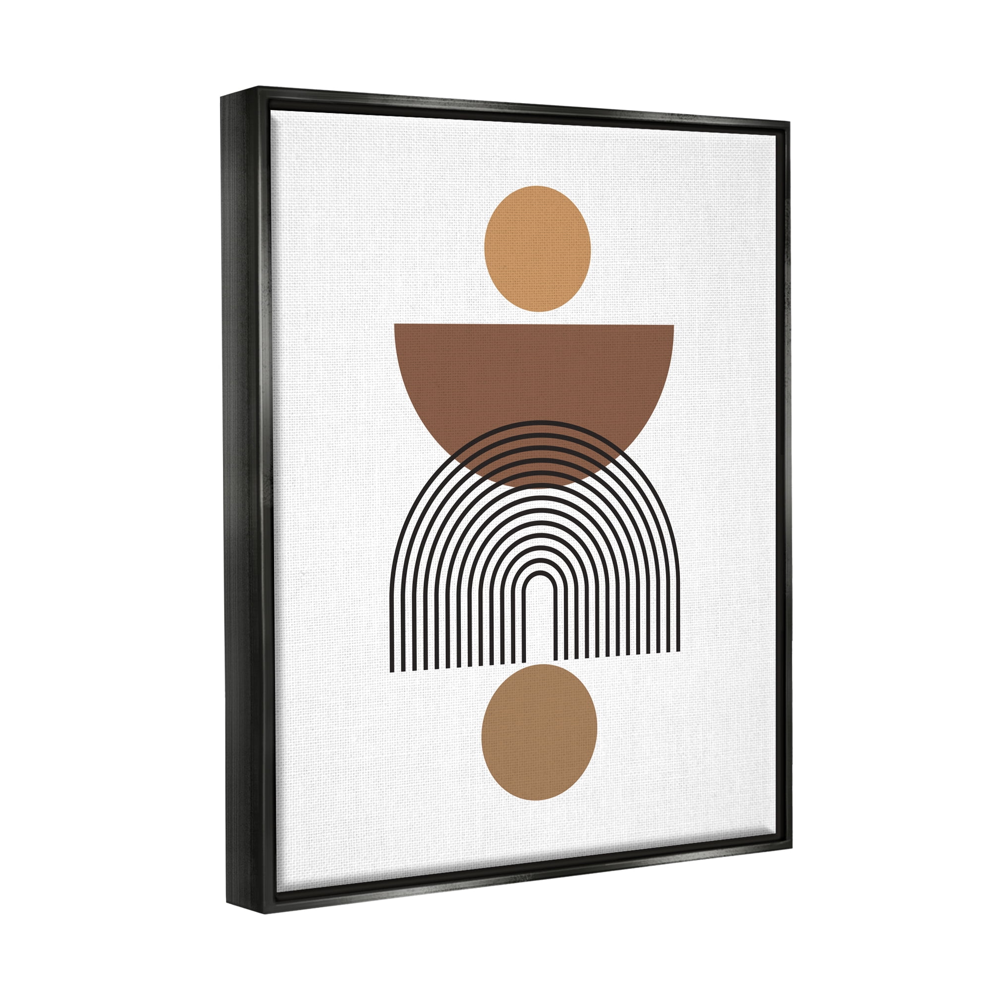 Stupell Industries Brown Shapes on White Abstract Painting Black Floater Framed Art Print Wall Art, 25 x 31