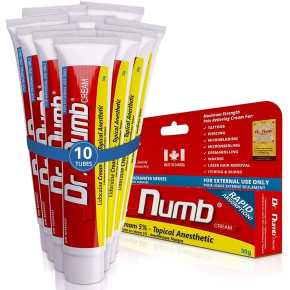 Dr. Numb Topical Anesthetic Numbing Cream for Pain Relief - 30g (10 Pack)