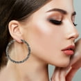 thumbnail image 1 of Fiudx Joyería Moda Personalidad de La Moda Aleación Diamante Pendientes Simples Pendientes de Moda, 1 of 6