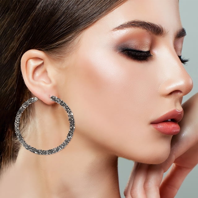Fiudx Joyería Moda Personalidad de La Moda Aleación Diamante Pendientes Simples Pendientes de Moda