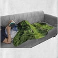 thumbnail image 6 of Mountain Soft Flannel Fleece Throw Blanket, Alpine Landscape with Meadow Cottages and Pines Stream in Village View Print, Cozy Plush for Indoor and Outdoor Use, 60" x 80", Green White, by Ambesonne, 6 of 6