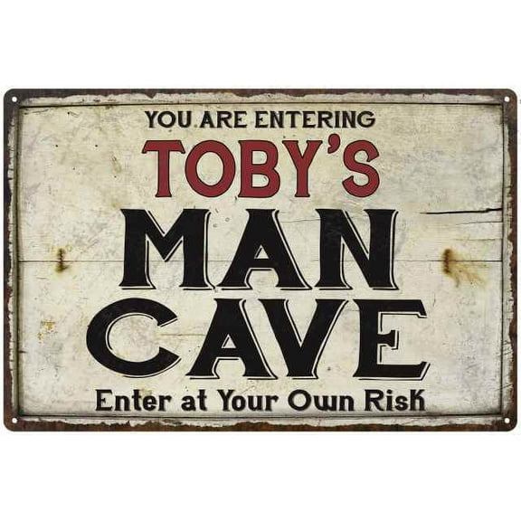 TOBY'S Man Cave Sign Rustic 8 x 12 High Gloss Metal 208120035486