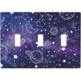thumbnail image 1 of NICKSUN Galaxy Space Purple Combination Wall Plate, 3 Gang 3 Toggle Outlet Cover Decorative Switch Plate for Office Home Decor, 4.5 x 6.38 Inch, 1 of 6