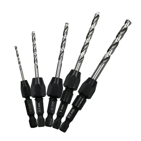 

QUSENLON 5 Pcs/set Hss 6542 Quick Change Handle Twist Drill 6.35mm 1/4 Hexagon Pattern Metal Stainless Steel Trepanning Electric