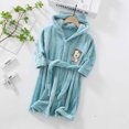 thumbnail image 3 of 2 Pack Toddler Robe Boys Girls Hooded Flannel Bathrobe Long Sleeve Soft Fleece Plush Robes Cute Animal Pajamas Sleepwear, Blue, 7 Years, 3 of 3