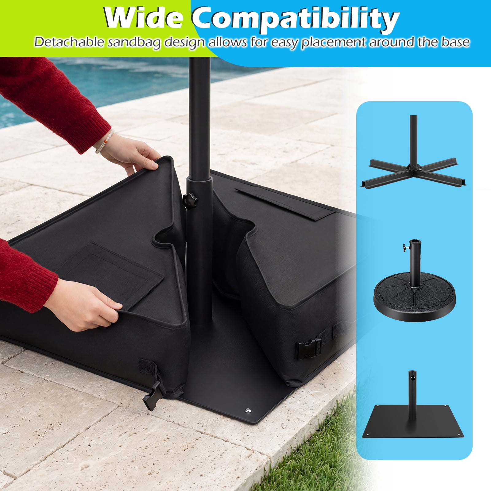 Gymax 2-Pack Square Umbrella Base Weight SandbagsPatio Umbrella Stand w/ Slots
