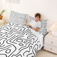 thumbnail image 3 of Homewish Minimalist Lines Bed Sheets,Modern Abstract Art Full Size Sheets,Black White,4 Pieces,1 Flat Sheet, 1 Fitted Sheet and 2 Pillowcases, 3 of 6