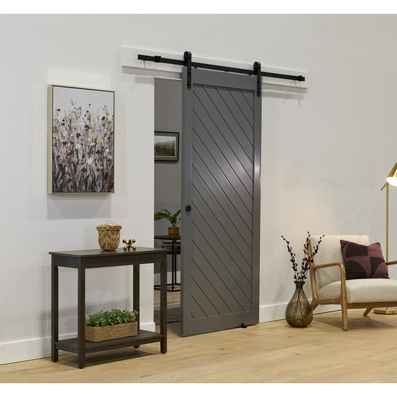 Millbrooke 42x84 Diagonal Vinyl Barn door kit City Grey
