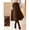 Brown, variant on Brown Solid Color Faux Suede Flared Elegant Long Skirt For Women