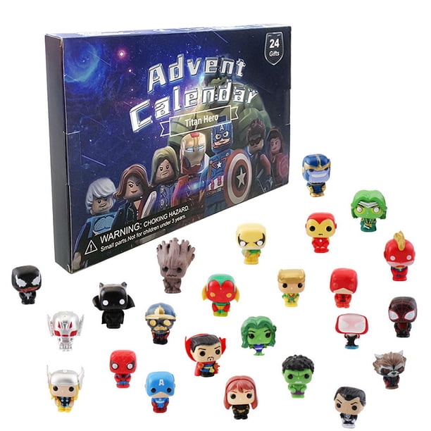 24 unids/set calendario de Adviento Funkopop Los vengadores de Marvel Spiderman Iron Man Anime minifiguras modelo muñecas niños juguetes de Navidad regalo