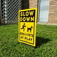 thumbnail image 3 of 2-Pack 12"x18" Slow Down Kids & Pets at Play Neighborhood Caution Yard Signs w/Metal Stakes, 3 of 5
