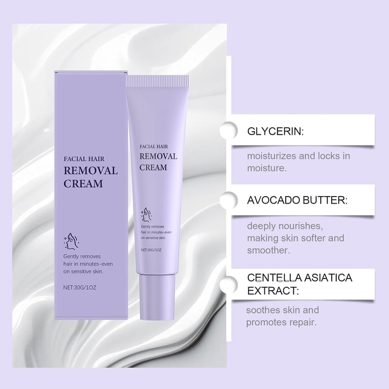 Hydrateology Facial Hair Removal Cream, Gentle and Painless Facial