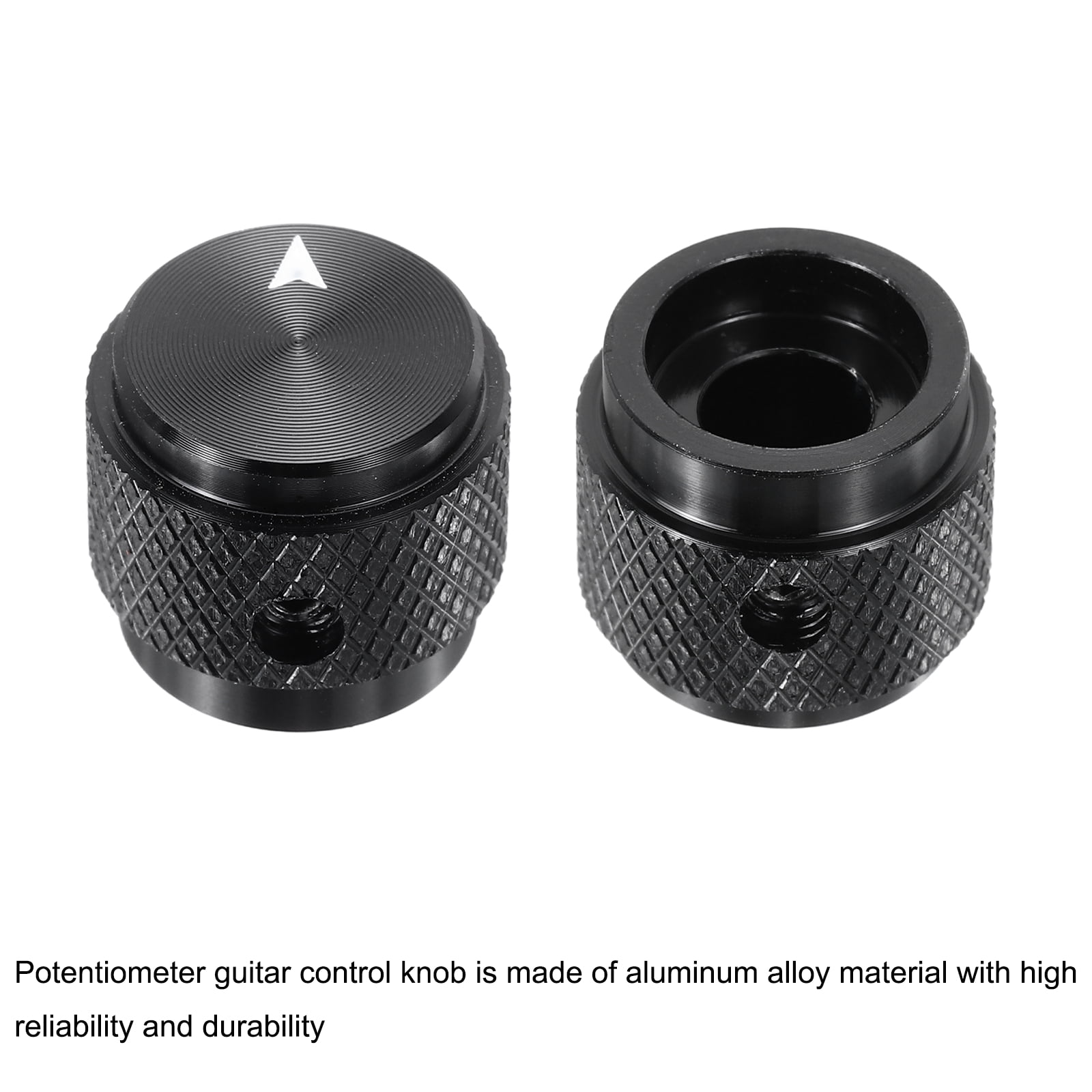 Uxcell 8 Pcs Aluminium Potentiometer Knobs, 1/4"(6mm) IDx5/8"(15mm) ODx1/2"(13mm) Height Universal Volume Tone Control Knobs for Guitar, Bass, Arrow Indicator, Black