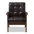 thumbnail image 2 of Baxton Studio Masterpieces Tufted Faux Leather Accent Chair in Brown, 2 of 7