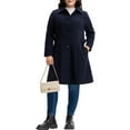thumbnail image 4 of GRACE & GRANDEUR Women's Plus Size Winter Coats Single Breasted Jackets Long Trench Coats 1X Dark Blue, 4 of 8